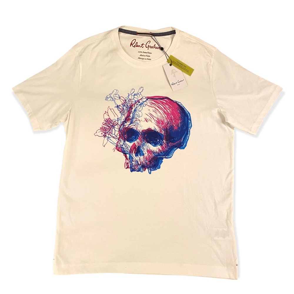 ROBERT GRAHAM Rio Grande Skull Graphic T-Shirt White Size M